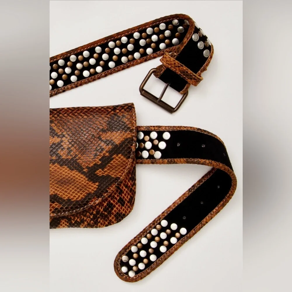 Free People Animal Instinct Leather Pocket Belt S/M - Picture 6 of 8
